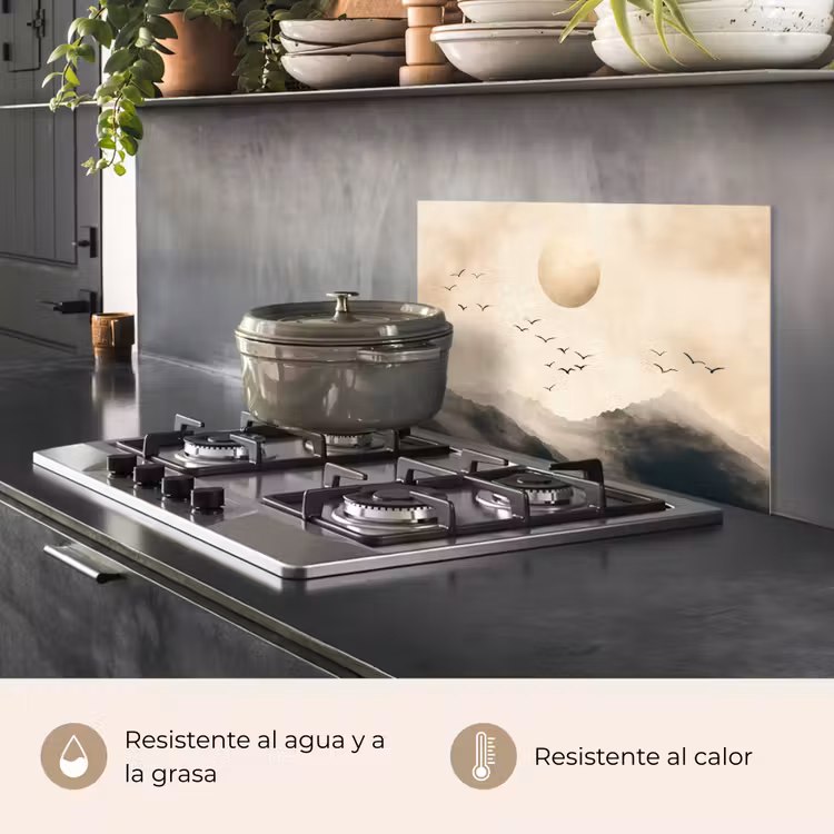 Salpicaderos de cocina - Paisaje - Japandi - pájaro — 2
