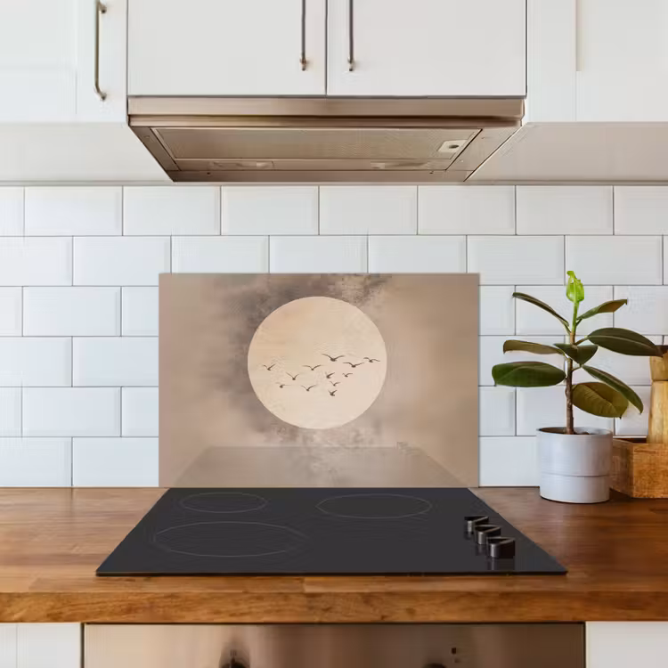 Salpicaderos de cocina - Pájaro - Beige - Japandi — 3