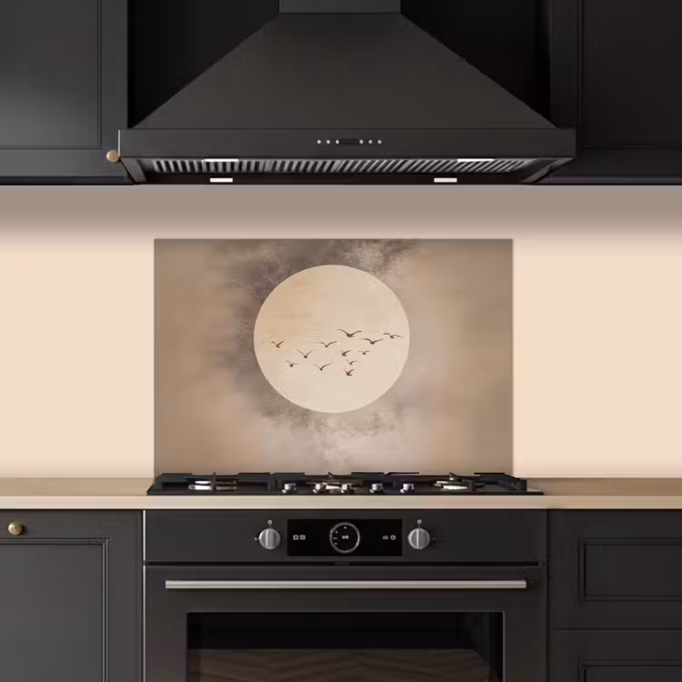 Salpicaderos de cocina - Pájaro - Beige - Japandi — 5