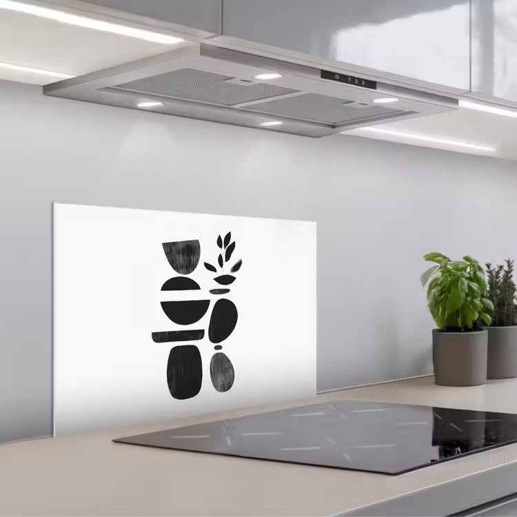Salpicaderos de cocina - Japandi - Negro - Abstracto — 1