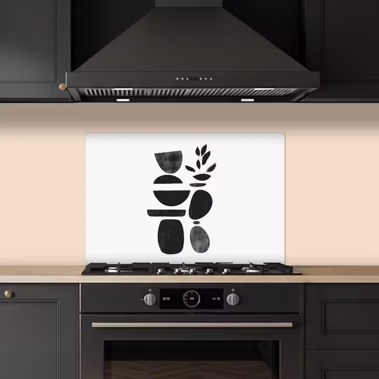 Salpicaderos de cocina - Japandi - Negro - Abstracto — 5