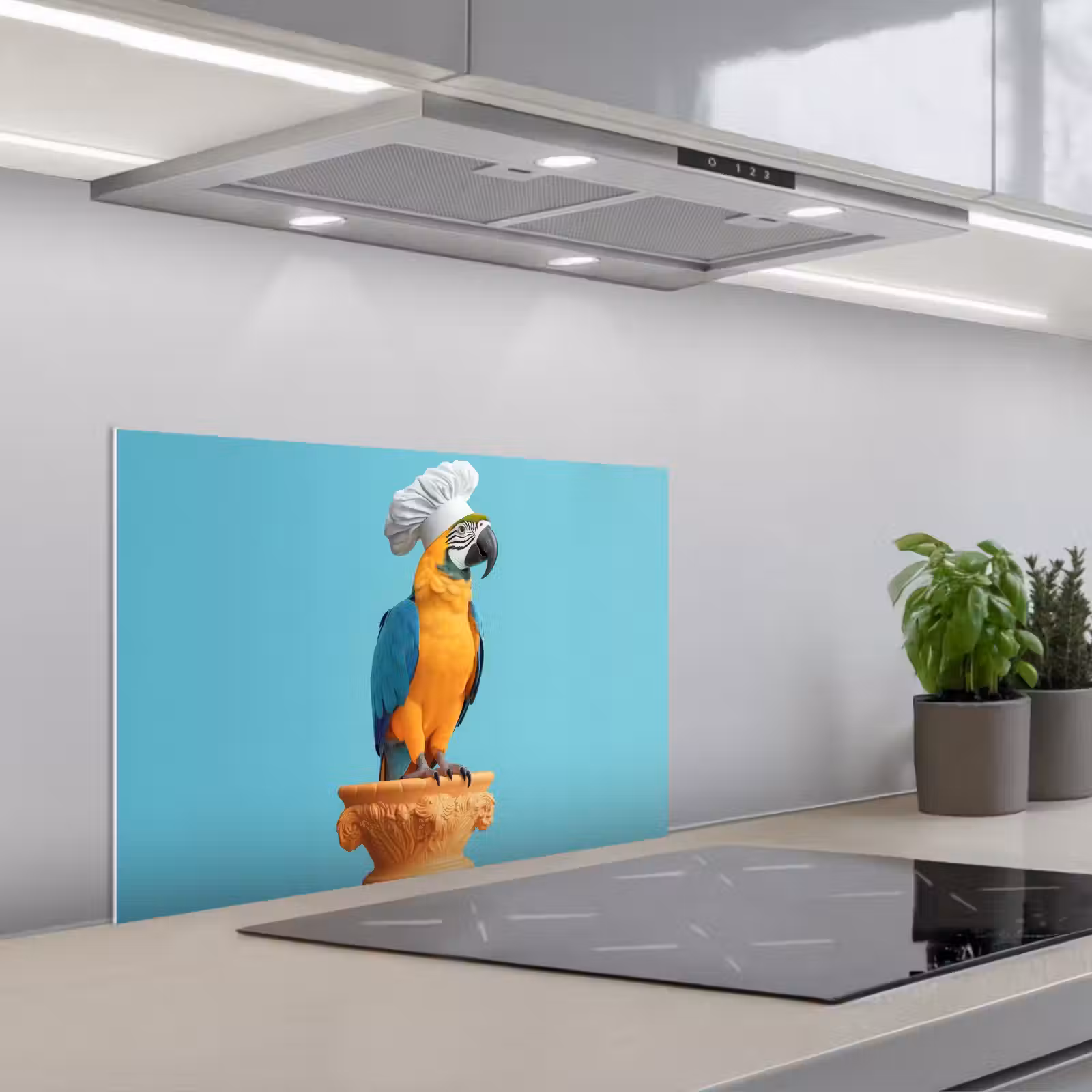 Salpicaderos de cocina - Loro - Gorro de cocinero - Divertido - Pájaro — 1