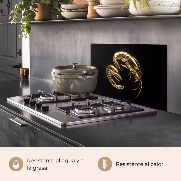 Salpicaderos de cocina - Camarones - Negro - Oro - Animales — 2