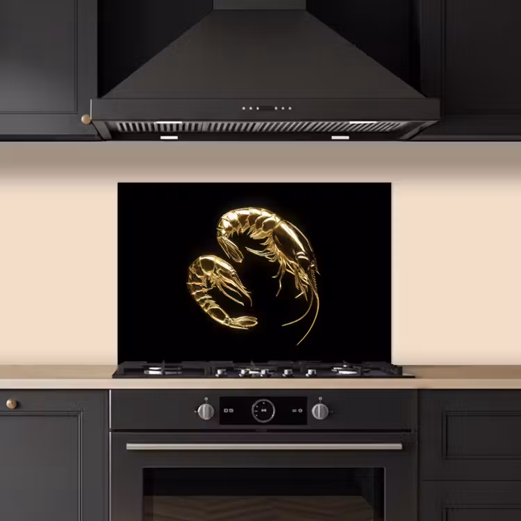 Salpicaderos de cocina - Camarones - Negro - Oro - Animales — 5