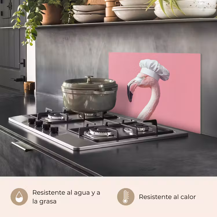 Salpicaderos de cocina - Flamingo - Rosa - Gorro de cocinero - Pájaro — 2