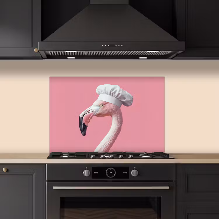 Salpicaderos de cocina - Flamingo - Rosa - Gorro de cocinero - Pájaro — 5
