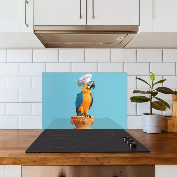Salpicaderos de cocina - Loro - Gorro de cocinero - Divertido - Pájaro — 3