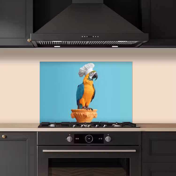 Salpicaderos de cocina - Loro - Gorro de cocinero - Divertido - Pájaro — 5
