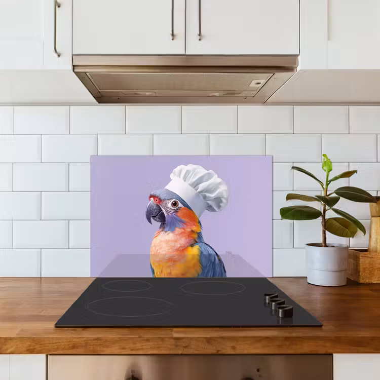 Salpicaderos de cocina - Loro - Gorro de cocinero - Morado - Lindo — 3