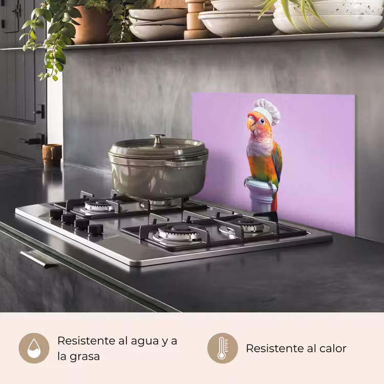 Salpicaderos de cocina - Loro - Gorro de cocinero - Pilar - Pájaro — 2