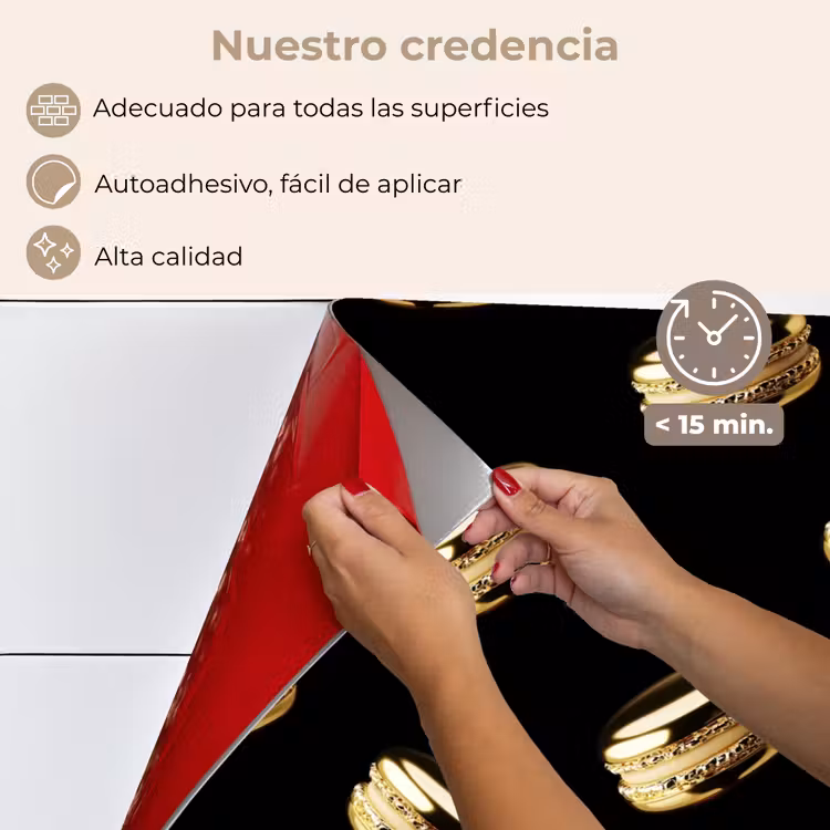 Salpicaderos de cocina - Macarrones - Patrón - Oro - Negro — 4