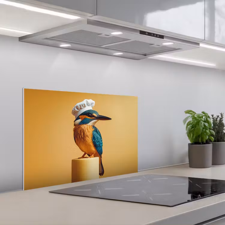 Salpicaderos de cocina - Martín pescador - Pilar - Gorro de cocinero - Pájaro — 1