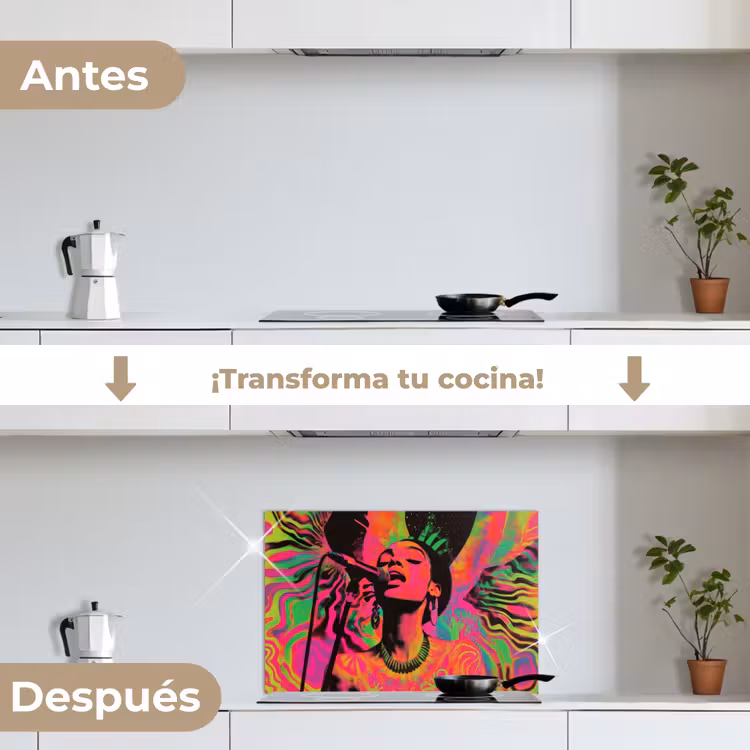 Salpicaderos de cocina - Mujer - Micrófono - Neón — 7