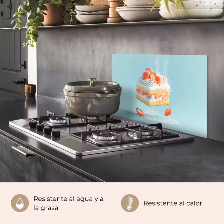 Salpicaderos de cocina - Nata montada - Tarta - Azul - Alimentos — 2