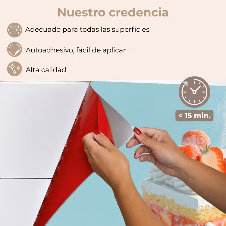 Salpicaderos de cocina - Nata montada - Tarta - Azul - Alimentos — 4