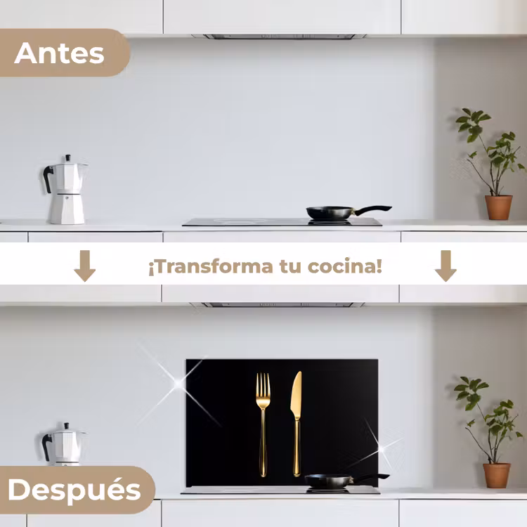 Salpicaderos de cocina - Cubiertos - Oro - Cuchillo - Tenedor — 7