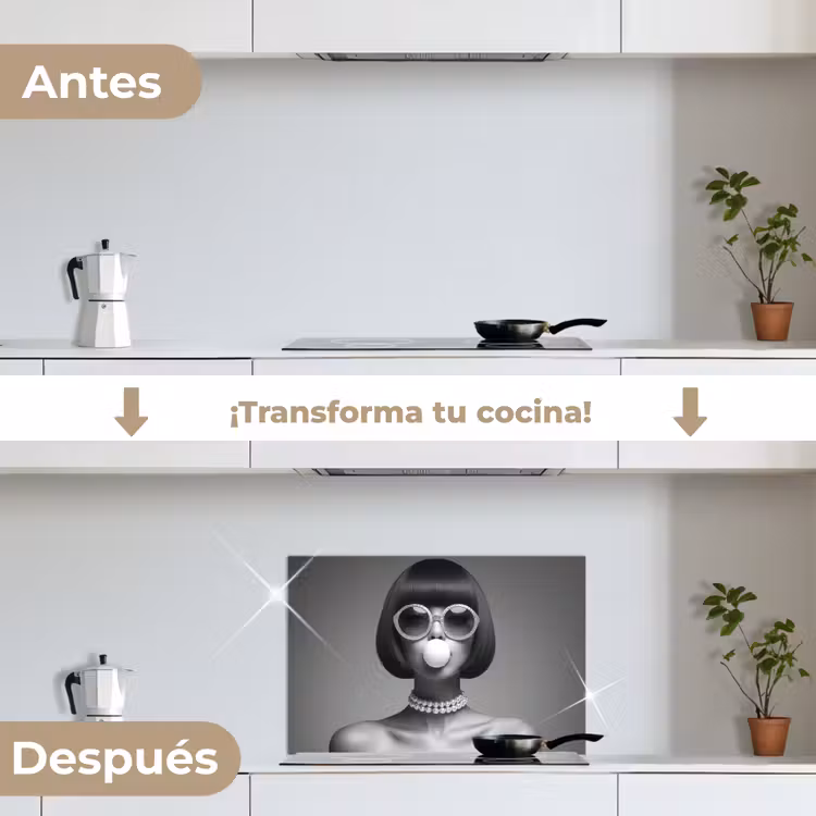 Salpicaderos de cocina - Mujer - Blanco y negro - Collar - Gafas de sol — 7