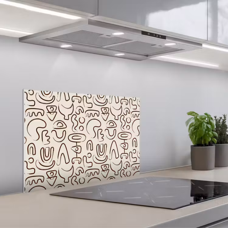 Salpicaderos de cocina - Abstracto - Beige - Motivo - Marrón oscuro — 1