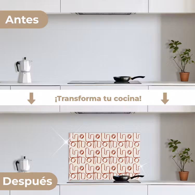 Salpicaderos de cocina - Abstracto - Motivo - Beige - Rojo — 7