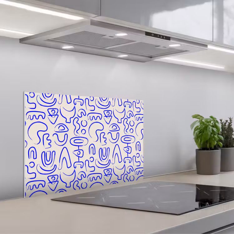 Salpicaderos de cocina - Azul - Motivo - Abstracto - Beige — 1
