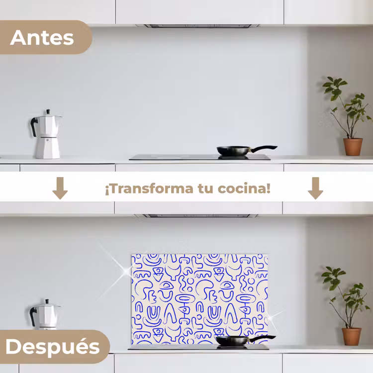 Salpicaderos de cocina - Azul - Motivo - Abstracto - Beige — 7