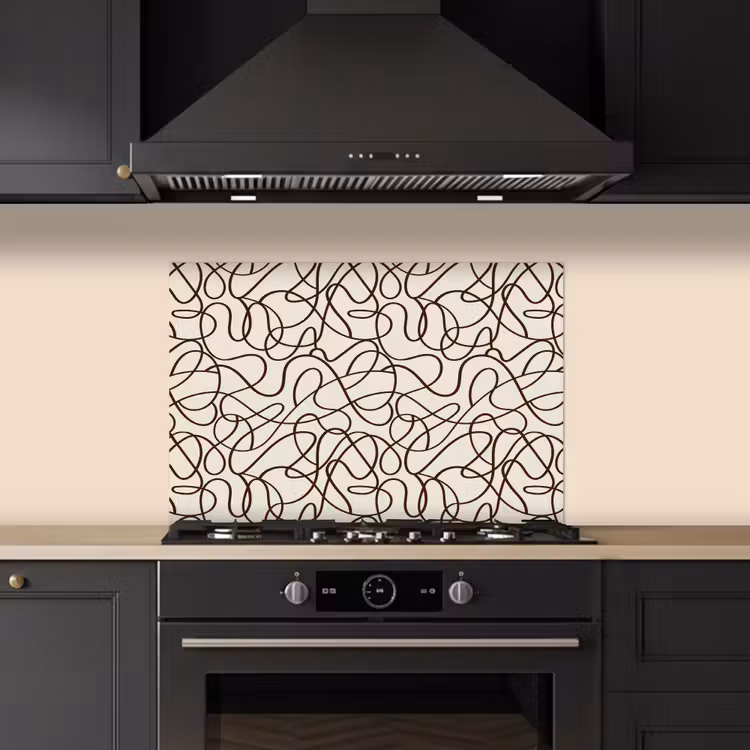 Salpicaderos de cocina - Beige - Líneas - Marrón oscuro — 5