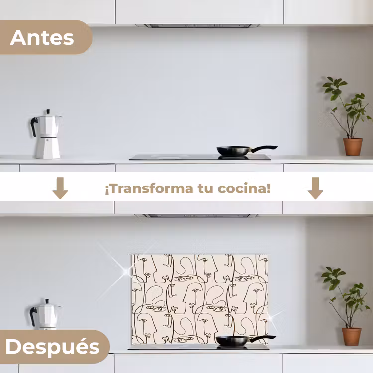 Salpicaderos de cocina - Beige - Rostro - Líneas - Marrón — 7