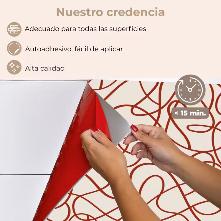 Salpicaderos de cocina - Líneas - Abstracto - Rojo - Beige — 4
