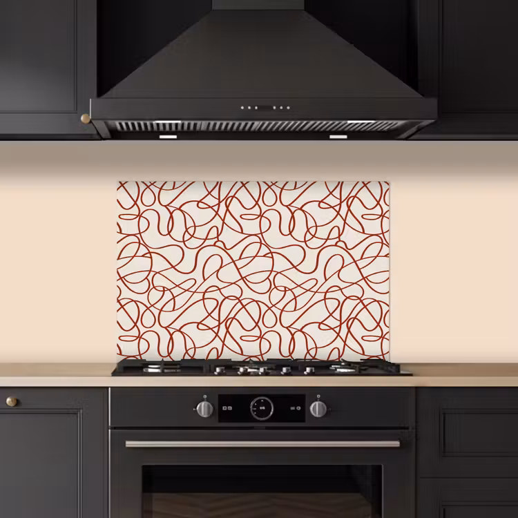 Salpicaderos de cocina - Líneas - Abstracto - Rojo - Beige — 5