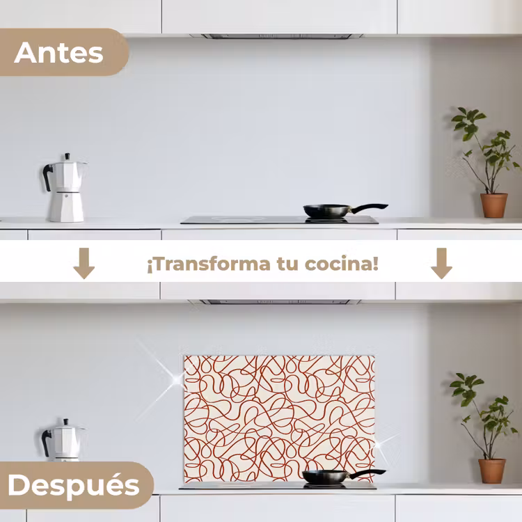 Salpicaderos de cocina - Líneas - Abstracto - Rojo - Beige — 7