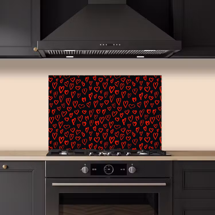 Salpicaderos de cocina - Negro - Corazones - Rojo — 5