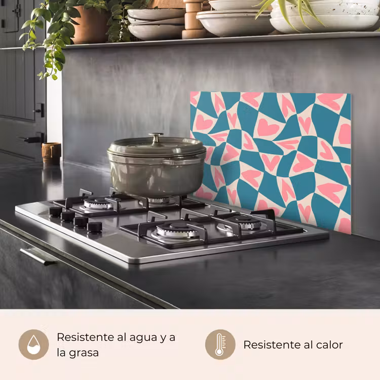 Salpicaderos de cocina - Azul - Parches - Corazones — 2