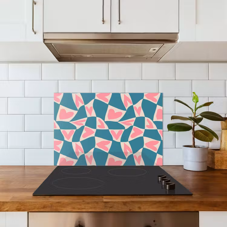 Salpicaderos de cocina - Azul - Parches - Corazones — 3