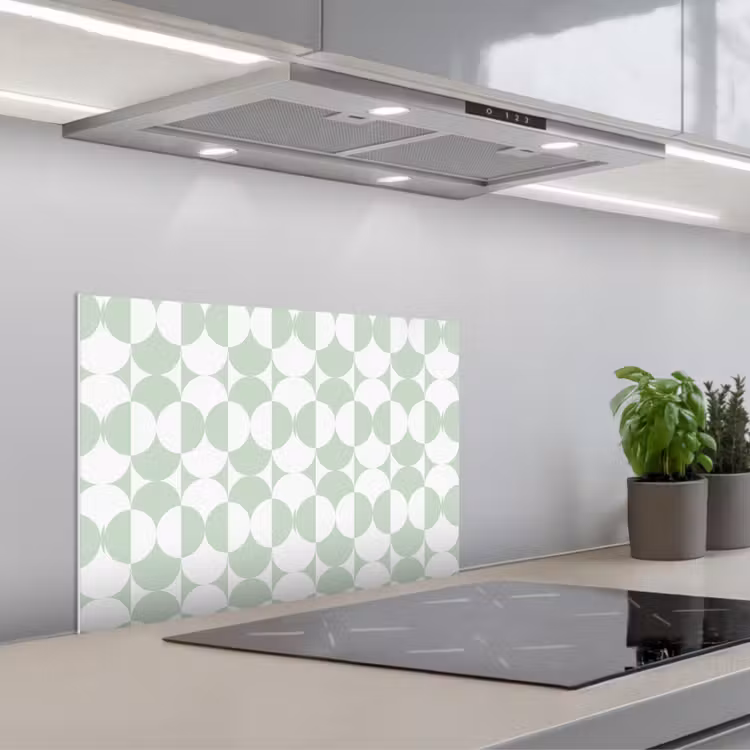 Salpicaderos de cocina - Blanco - Verde - Círculos — 1