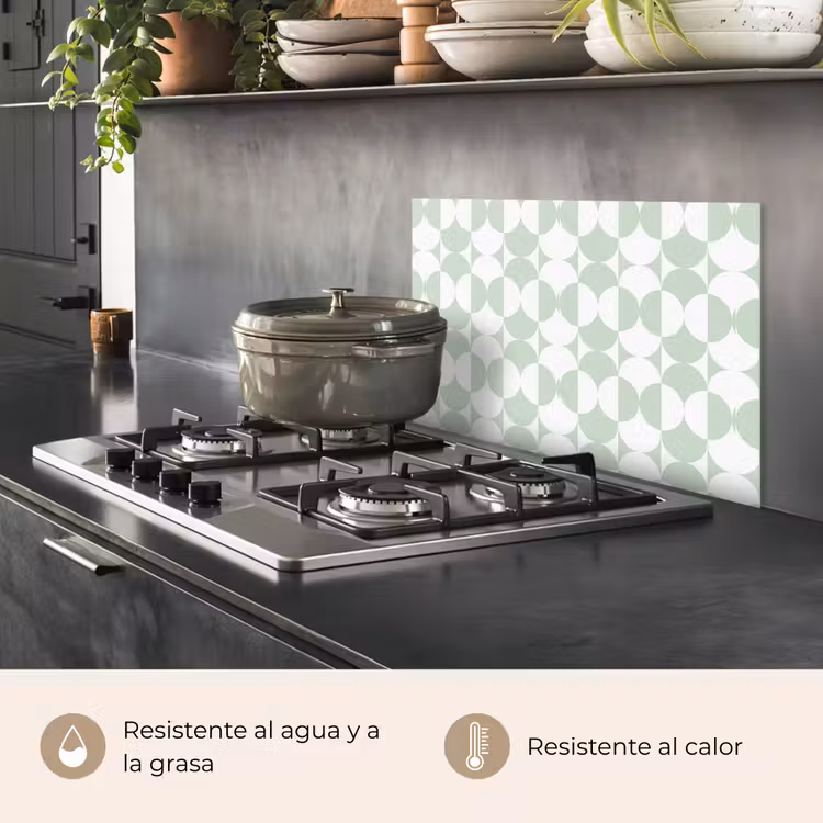 Salpicaderos de cocina - Blanco - Verde - Círculos — 2