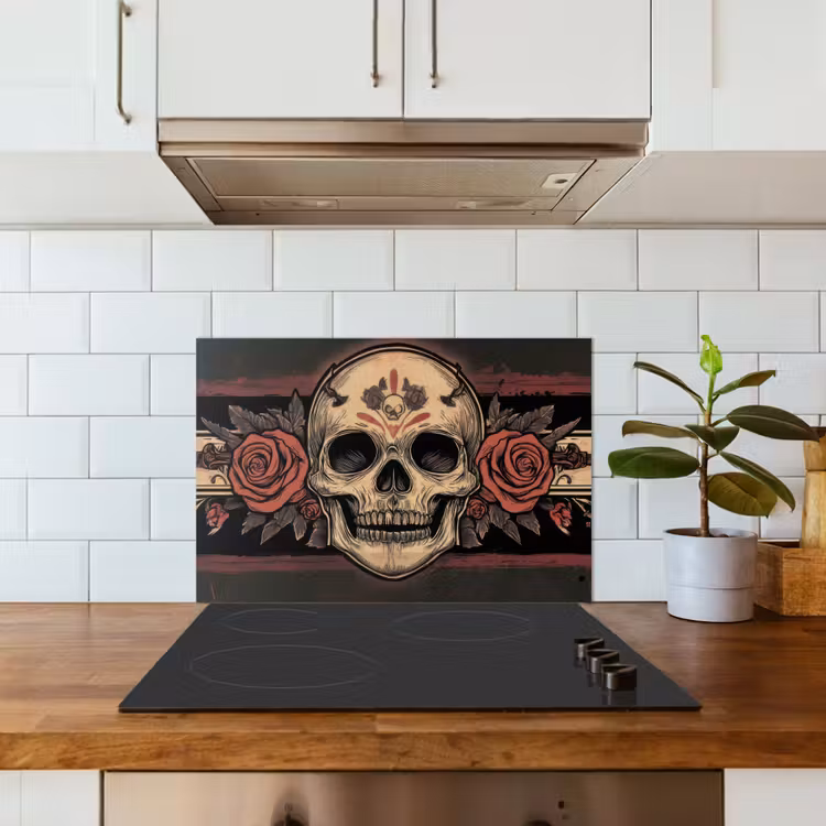 Salpicaderos de cocina - Calavera - Rosas - Gótico — 3