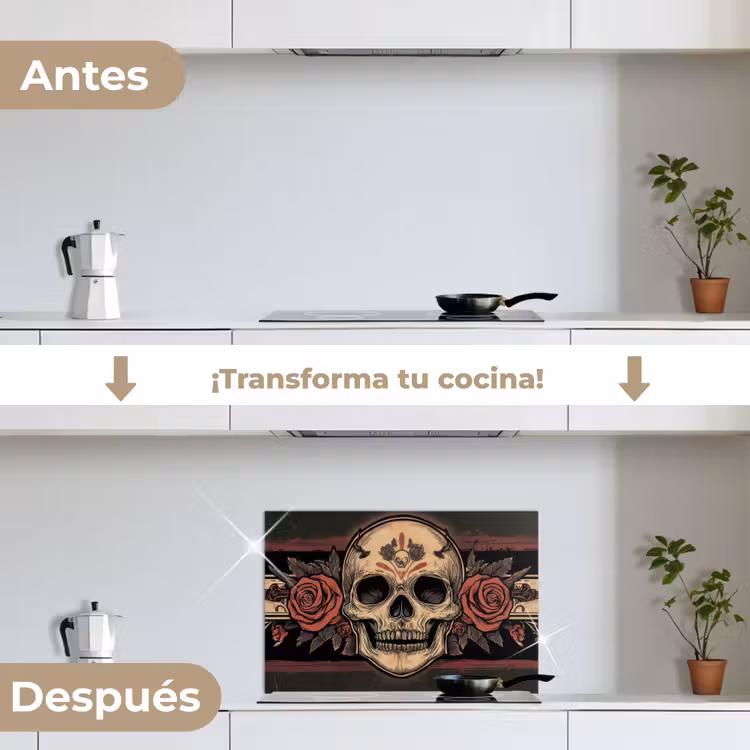 Salpicaderos de cocina - Calavera - Rosas - Gótico — 7