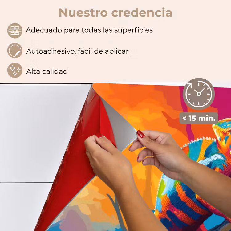 Salpicaderos de cocina - Camaleón - Rama - Rayas - Hojas — 4