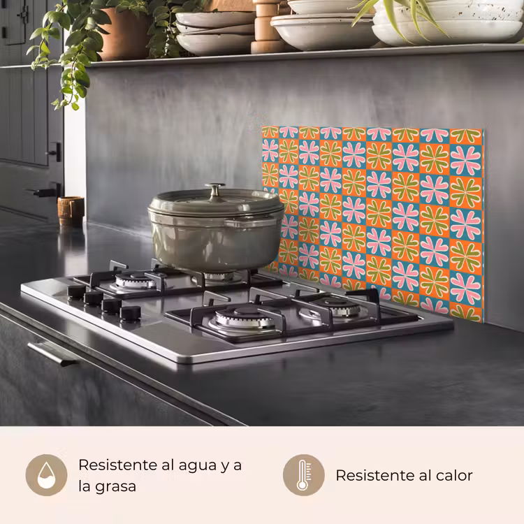 Salpicaderos de cocina - Flores - Retro - Estampado - Colorido — 2