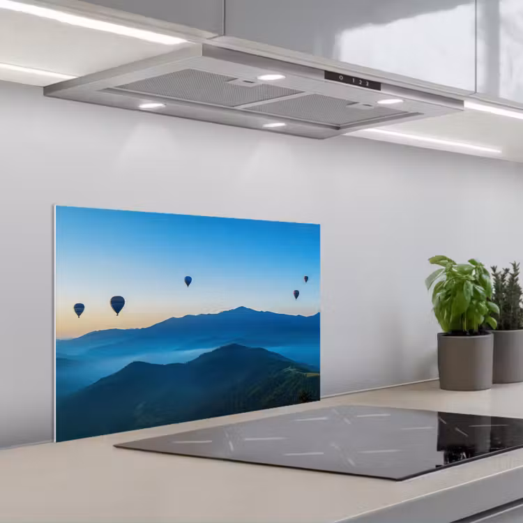 Salpicaderos de cocina - Globos aerostáticos - Montañas - Amanecer - Paisaje — 1