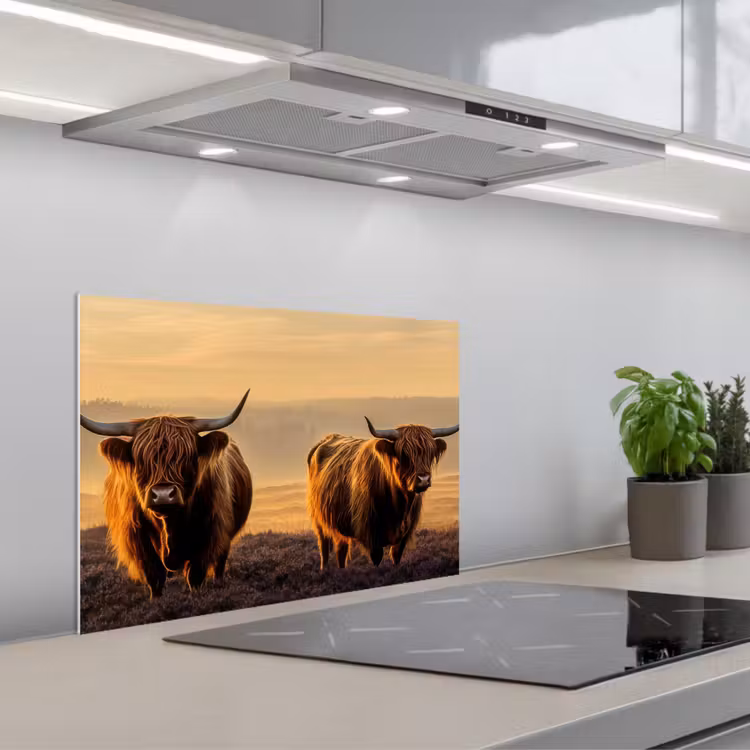 Salpicaderos de cocina - Montañeses escoceses - Brezales - Paisaje - Animales — 1