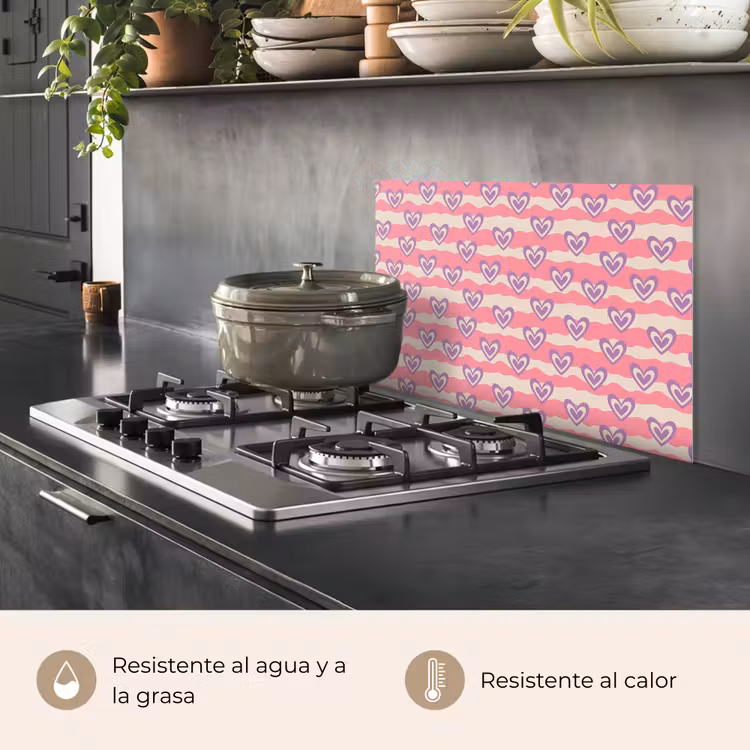 Salpicaderos de cocina - Ondas - Patrón - Corazones - Retro — 2