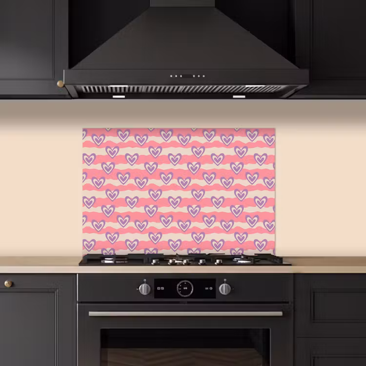 Salpicaderos de cocina - Ondas - Patrón - Corazones - Retro — 5