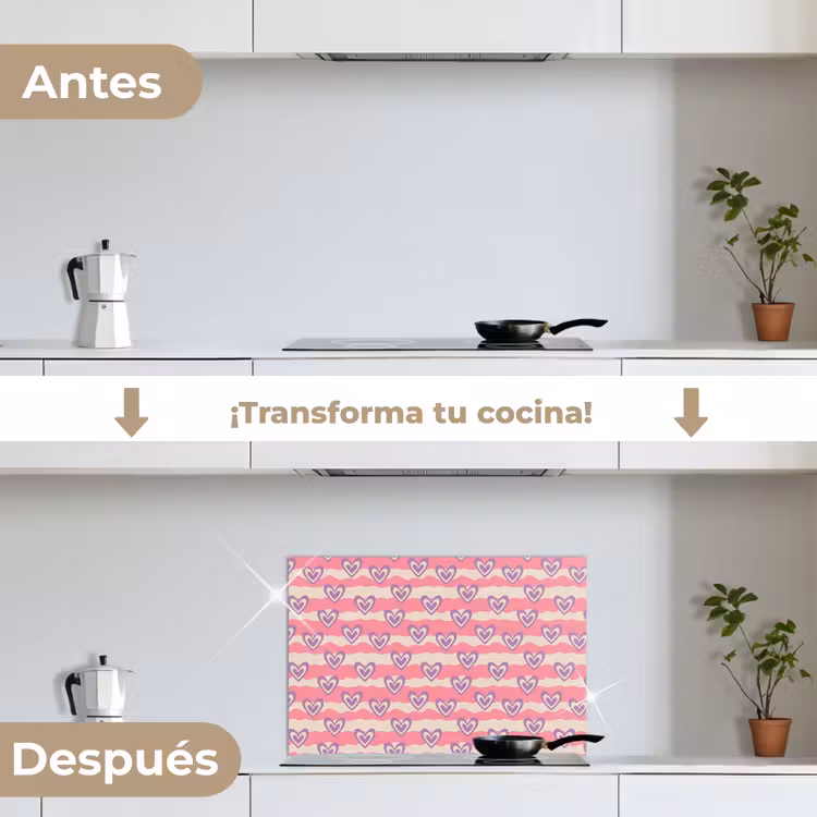Salpicaderos de cocina - Ondas - Patrón - Corazones - Retro — 7