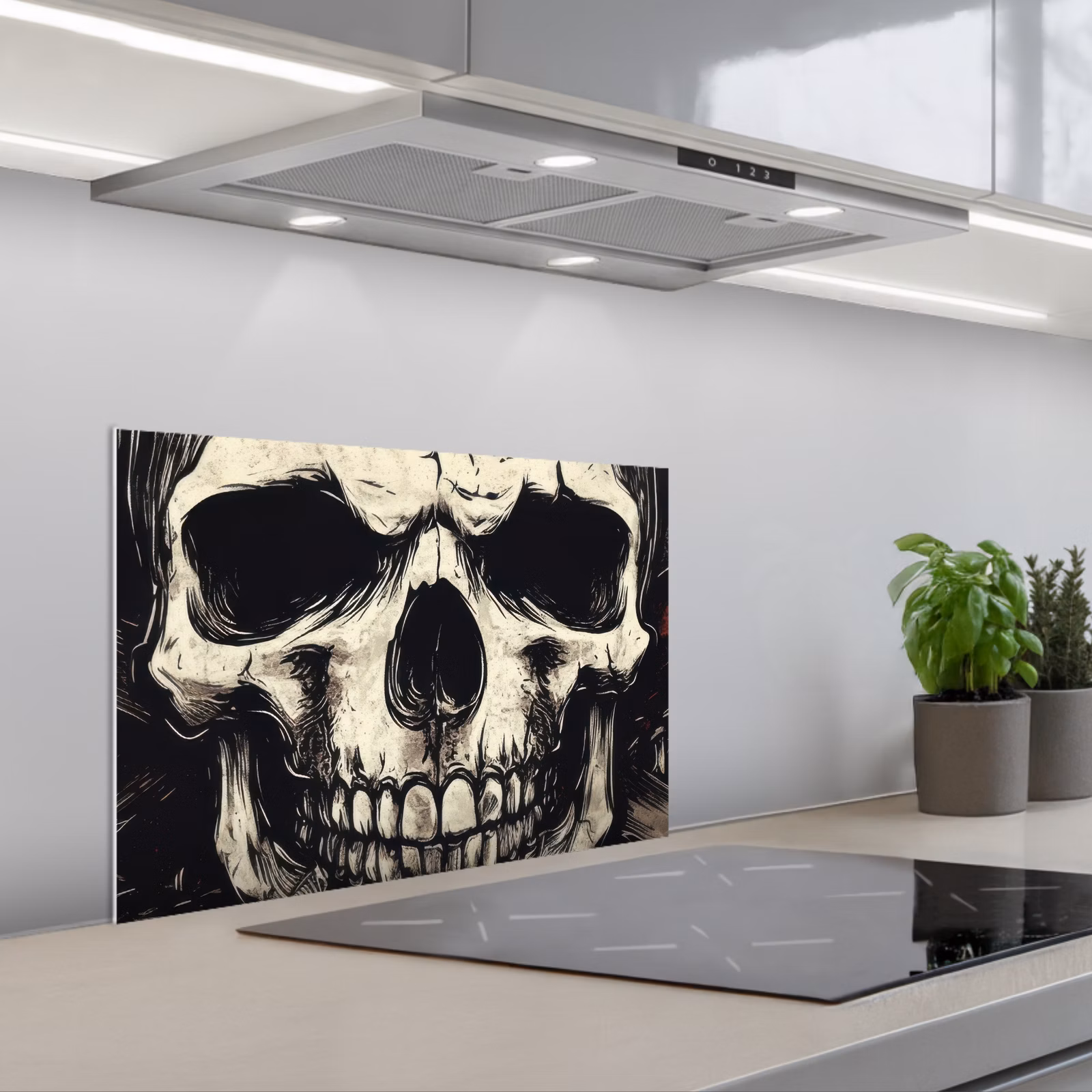 Salpicaderos de cocina - Calavera - Cadenas - Rojo — 1