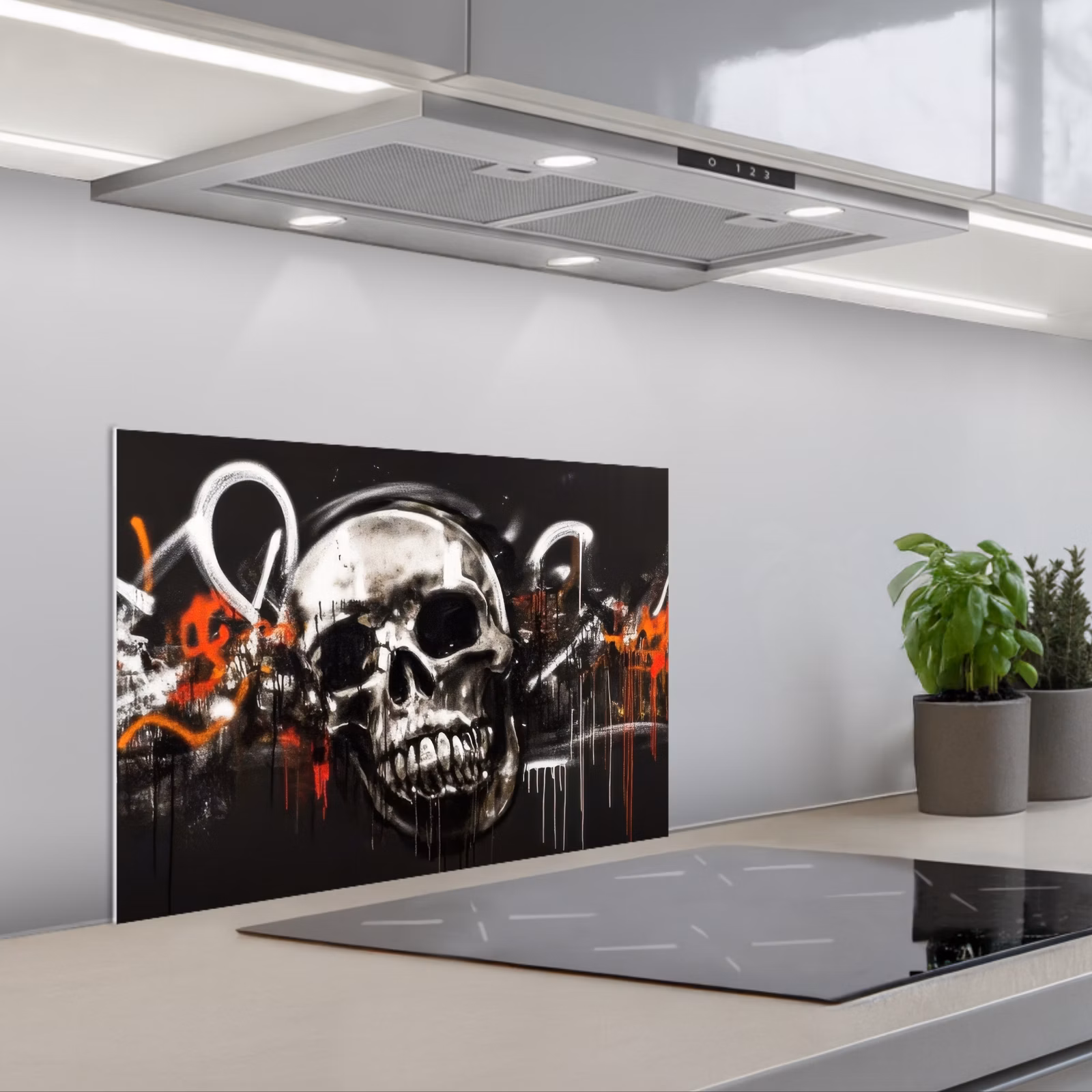 Salpicaderos de cocina - Calaveras - Arte - Oscuro - Rojo — 1