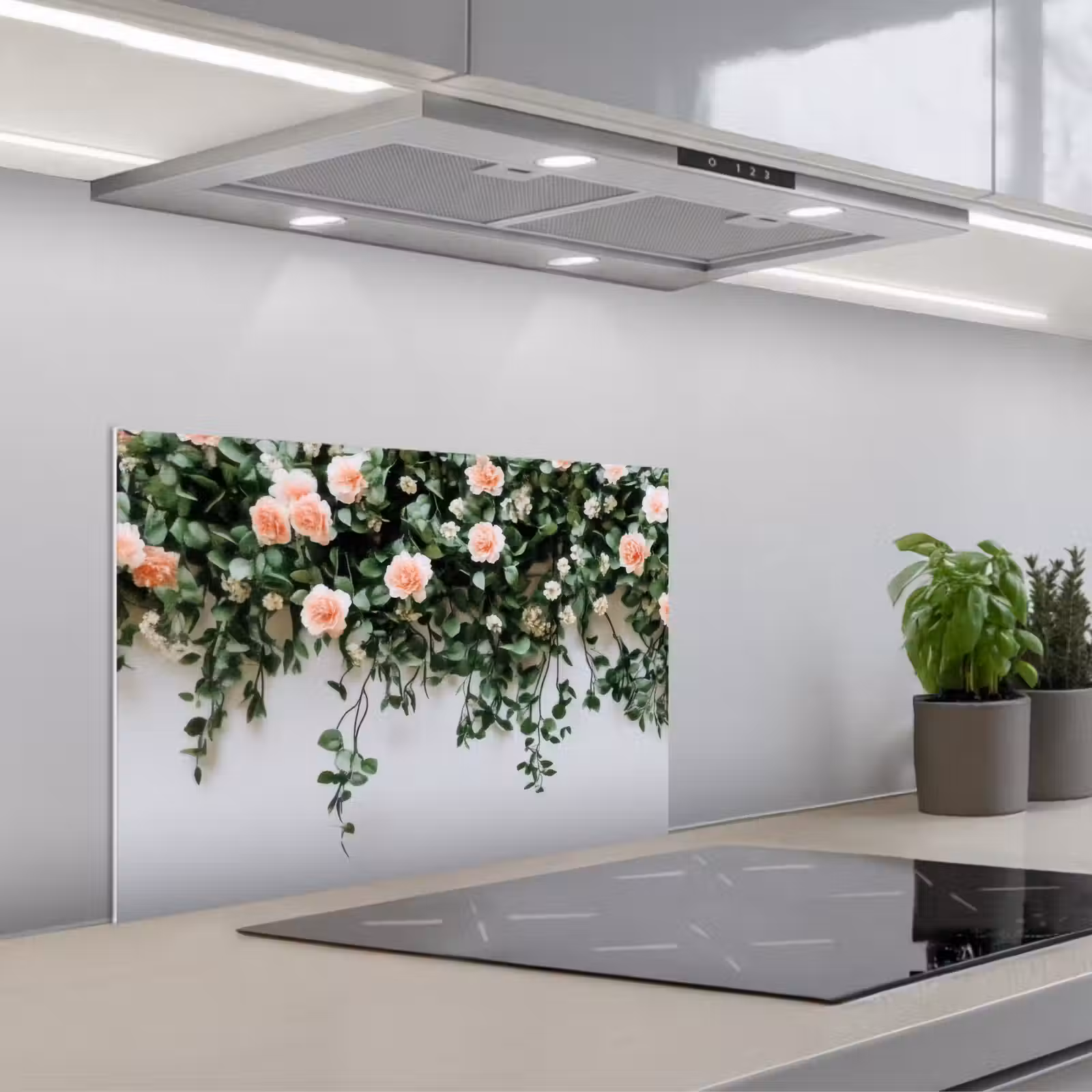 Salpicaderos de cocina - Flores - Pared - Rosas - Verde — 1