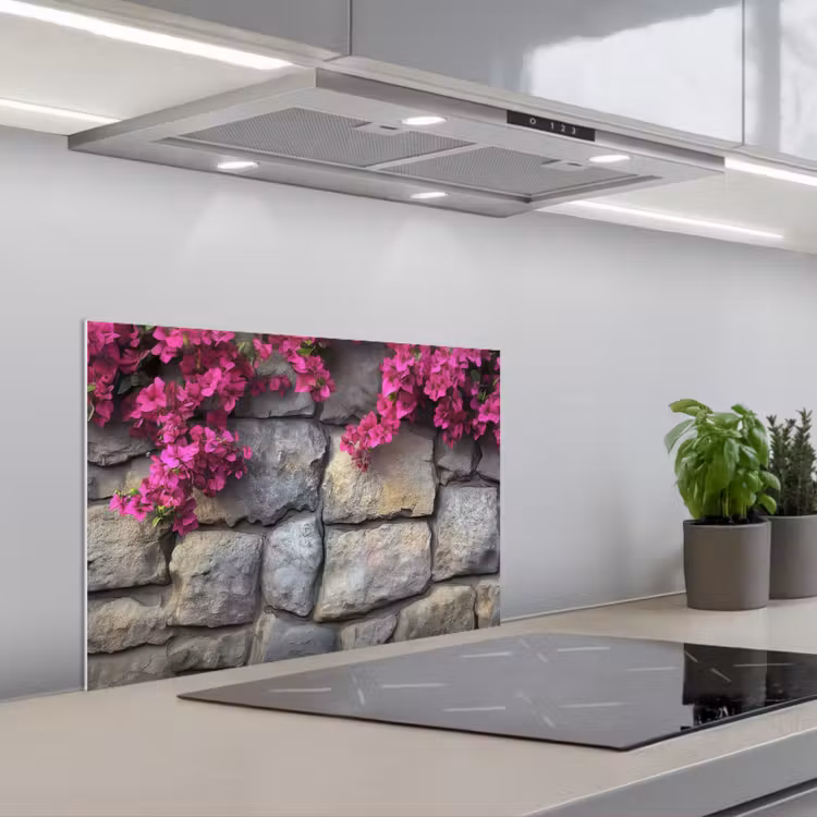 Salpicaderos de cocina - Bougainvillea - Muro de Piedra - Rosa — 1