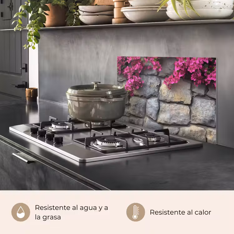 Salpicaderos de cocina - Bougainvillea - Muro de Piedra - Rosa — 2