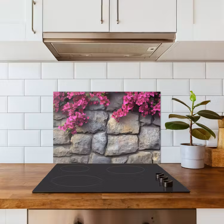 Salpicaderos de cocina - Bougainvillea - Muro de Piedra - Rosa — 3